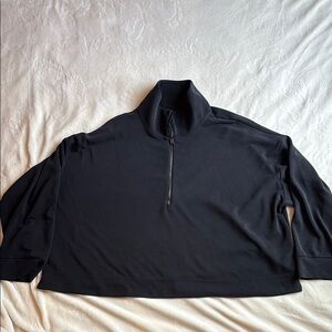 Athleta Women Black Quarter Zip-Up Sweater